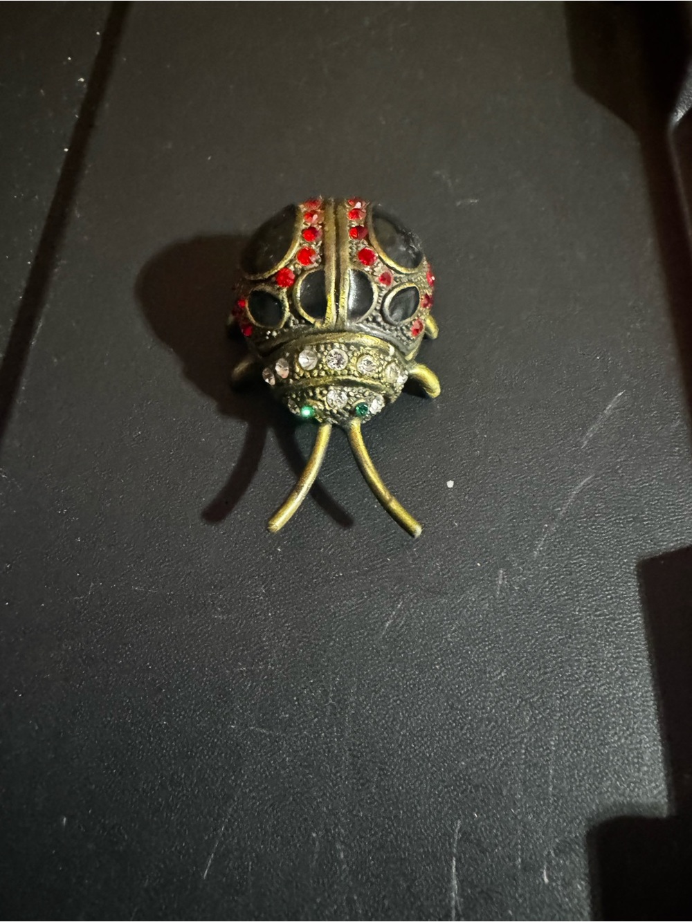Ornate Jeweled Ladybug Accent - Red and Gold Finish